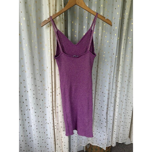 Fashion Nova NWT Women's Metallic Glam Ribbed Knit Sweater Midi Dress S - Picture 3 of 4